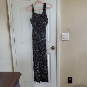 Maurices Black Jumpsuit with White and Floral Print